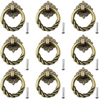 Petites Ecrevisses - 9 Stück Antike Möbelgriffe mit Schrauben Retro Ziehgriffe Ringe Türklopfer für Schrank Schublade Kommode von PETITES ECREVISSES
