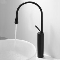 Hoch Wasserhahn Bad Schwarz Messing Waschtischarmatur Modern Design Mischbatterie für Heißes und Kaltes Wasser von PETITES ECREVISSES