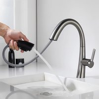 Petites Ecrevisses - Modern Wasserhahn Bad mit Ausziehbar Brause Waschtischarmatur Badezimmer mit 2 Wasserauslassmodi Grau von PETITES ECREVISSES