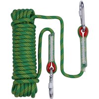 Outdoor-Kletter-Sicherheitsseil mit 2 Karabinern zum Abseilen 10mm Kletterseile für Arbeiten in der Höhe Feuerleiter Abseilen Camping Grün - 10m von PETITES ECREVISSES