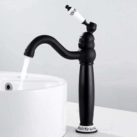 Petites Ecrevisses - Retro Wasserhahn Bad Waschtischarmatur Hoch 360°Schwenkbar Mischbatterie Badarmatur aus Messing für Badezimmer Schwarz von PETITES ECREVISSES