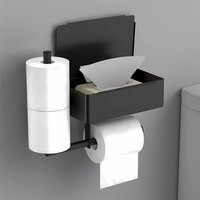 Petites Ecrevisses - Wandmontierter Toilettenpapierhalter ohne Bohren Edelstahl Toilettenpapierhalter mit 2 Rollenhaltern und Feuchttücherbox Schwarz von PETITES ECREVISSES