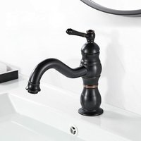 Petites Ecrevisses - Wasserhahn Bad Schwarz Retro Waschtischarmatur 360° Schwenkbar Messing Waschbeckenarmatur für Badezimmer von PETITES ECREVISSES