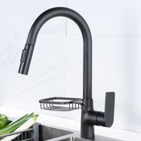 Wasserhahn Küche Mischbatterien Pull Down Küchenarmatur mit Hängekorb Küchenspüle Schwarz von PETITES ECREVISSES
