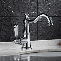 Retro Wasserhahn Bad 360° Schwenkbereich Spültischarmatur Mischbatterie aus Messing Waschtischarmatur Silber von PETITES ECREVISSES