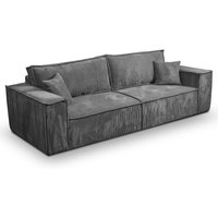 4-Sitzer Schlafsofa mit Bettkasten Isaac Cord Grau von PETITS-MEUBLES