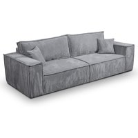 4-Sitzer Schlafsofa mit Bettkasten Isaac Cord Hellgrau von PETITS-MEUBLES