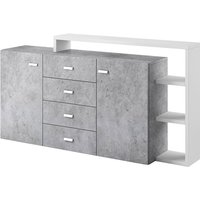 Buffet Ilyes mit 4 Schubladen und 2 Türen, Weiß und Beton, 180cm Buffet Ilyes mit 4 Schubladen und 2 Türen, Weiß und Beton, 180cm von PETITS-MEUBLES