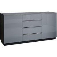 Buffet Mathis mit 4 Schubladen und 2 Türen, Grau und Schwarz, 160cm Buffet Mathis mit 4 Schubladen und 2 Türen, Grau und Schwarz, 160cm von PETITS-MEUBLES
