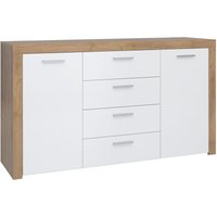 Petits-meubles - Buffet Nora mit 4 Schubladen und 2 Türen, Weiß und Holzoptik, 155cm von PETITS-MEUBLES
