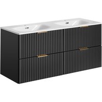 Doppelwaschtisch 120cm Adriel mit 4 Schubladen, Mattschwarz Doppelwaschtisch 120cm Adriel mit 4 Schubladen, Mattschwarz von PETITS-MEUBLES