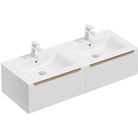 Doppelwaschtisch 120cm Livia mit 2 Schubladen, Weiß von PETITS-MEUBLES