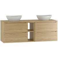 Doppelwaschtisch 140cm Viggo mit 4 Schubladen, Holzoptik Doppelwaschtisch 140cm Viggo mit 4 Schubladen, Holzoptik von PETITS-MEUBLES
