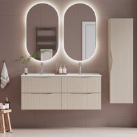 Doppelwaschtisch und Hängesäule 120cm Tao mit 4 Schubladen, Kaschmir Doppelwaschtisch und Hängesäule 120cm Tao mit 4 Schubladen, Kaschmir von PETITS-MEUBLES