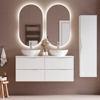 Doppelwaschtisch und Hängesäule 120cm Tao mit 4 Schubladen, Weiß Doppelwaschtisch und Hängesäule 120cm Tao mit 4 Schubladen, Weiß von PETITS-MEUBLES