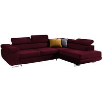 Ecksofa, gerade umwandelbar, 4-Sitzer, Wilson Velours Bordeaux von PETITS-MEUBLES