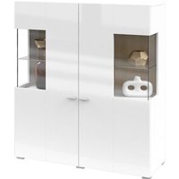 Geschirrschrank Akram mit 2 Türen, Weiß und Holzoptik, 123cm Geschirrschrank Akram mit 2 Türen, Weiß und Holzoptik, 123cm von PETITS-MEUBLES