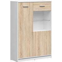Geschirrschrank Ewen mit 2 Türen, Holzoptik und Weiß, 131cm von PETITS-MEUBLES