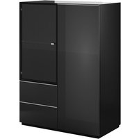 Geschirrschrank Mathis mit 2 Schubladen und 2 Türen, Schwarz, 136cm von PETITS-MEUBLES