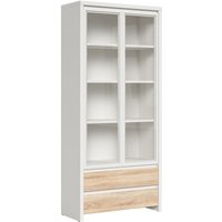 Geschirrschrank Soren mit 2 Schubladen und 2 Türen, Holzoptik und Weiß, 200.5cm Geschirrschrank Soren mit 2 Schubladen und 2 Türen, Holzoptik und Weiß, 200.5cm von PETITS-MEUBLES