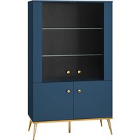 Geschirrschrank Thalia mit 4 Türen, Blau, 152cm von PETITS-MEUBLES