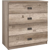 Kommode Abel mit 4 Schubladen, Holzoptik und Grau, 80cm von PETITS-MEUBLES