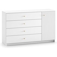 Kommode Luor mit 4 Schubladen und 1 Tür, Weiß, 138cm Kommode Luor mit 4 Schubladen und 1 Tür, Weiß, 138cm von PETITS-MEUBLES