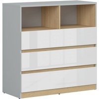 Kommode Pop mit 3 Schubladen, Grau und weiß, 90cm von PETITS-MEUBLES