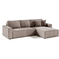 Petits-meubles - 4-Sitzer-Wende-Ecksofa mit Truhe Isaac Cord Taupe von PETITS-MEUBLES