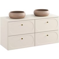 Petits-meubles - Doppelwaschtisch 120.6cm Sanae mit 4 Schubladen, Sandbeige von PETITS-MEUBLES