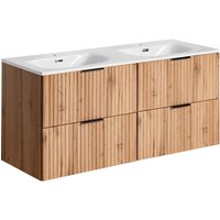 Petits-meubles - Doppelwaschtisch 120cm Adriel mit 4 Schubladen, Eichenoptik von PETITS-MEUBLES