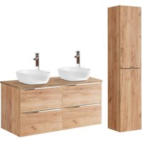Petits-meubles - Doppelwaschtisch und Hängesäule 120cm April mit 4 Schubladen, Holzoptik Petits-meubles - Doppelwaschtisch und Hängesäule 120cm April mit 4 Schubladen, Holzoptik von PETITS-MEUBLES