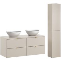 Petits-meubles - Doppelwaschtisch und Hängesäule 120cm Azel mit 2 Schubladen, Kaschmir Petits-meubles - Doppelwaschtisch und Hängesäule 120cm Azel mit 2 Schubladen, Kaschmir von PETITS-MEUBLES