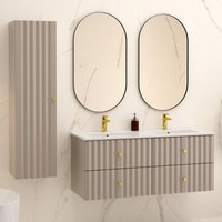 Petits-meubles - Doppelwaschtisch und Hängesäule 120cm Izae mit 4 Schubladen, Kaschmir Petits-meubles - Doppelwaschtisch und Hängesäule 120cm Izae mit 4 Schubladen, Kaschmir von PETITS-MEUBLES