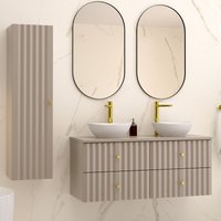 Petits-meubles - Doppelwaschtisch und Hängesäule 120cm Izae mit 4 Schubladen, Kaschmir Petits-meubles - Doppelwaschtisch und Hängesäule 120cm Izae mit 4 Schubladen, Kaschmir von PETITS-MEUBLES