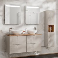 Petits-meubles - Doppelwaschtisch und Hängesäule 120cm Manoa mit 4 Schubladen, Kaschmir Petits-meubles - Doppelwaschtisch und Hängesäule 120cm Manoa mit 4 Schubladen, Kaschmir von PETITS-MEUBLES