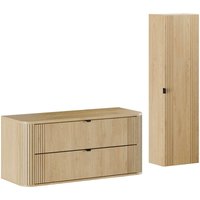 Petits-meubles - Doppelwaschtisch und Hängesäule 120cm Mila mit 4 Schubladen, Helle Eiche Petits-meubles - Doppelwaschtisch und Hängesäule 120cm Mila mit 4 Schubladen, Helle Eiche von PETITS-MEUBLES