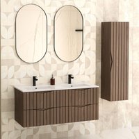 Petits-meubles - Doppelwaschtisch und Hängesäule 120cm Siena mit 4 Schubladen, Holzoptik und Schwarz Petits-meubles - Doppelwaschtisch und Hängesäule 120cm Siena mit 4 Schubladen, Holzoptik und Schwarz von PETITS-MEUBLES