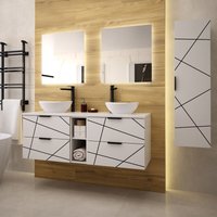 Petits-meubles - Doppelwaschtisch und Hängesäule 140.6cm Teren mit 4 Schubladen, Weiß Petits-meubles - Doppelwaschtisch und Hängesäule 140.6cm Teren mit 4 Schubladen, Weiß von PETITS-MEUBLES