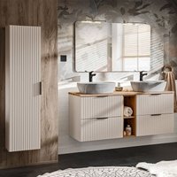 Petits-meubles - Doppelwaschtisch und Hängesäule 140cm Adriel mit 4 Schubladen, Beige von PETITS-MEUBLES