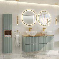 Petits-meubles - Doppelwaschtisch und Hängesäule 140cm Jade mit 4 Schubladen, Grün und Holzoptik Petits-meubles - Doppelwaschtisch und Hängesäule 140cm Jade mit 4 Schubladen, Grün und Holzoptik von PETITS-MEUBLES