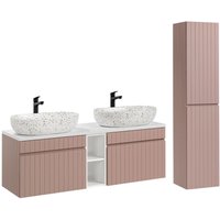 Petits-meubles - Doppelwaschtisch und Hängesäule 140cm Zelie mit 2 Schubladen, Rose Petits-meubles - Doppelwaschtisch und Hängesäule 140cm Zelie mit 2 Schubladen, Rose von PETITS-MEUBLES