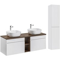 Petits-meubles - Doppelwaschtisch und Hängesäule 140cm Zelie mit 2 Schubladen, Weiß Petits-meubles - Doppelwaschtisch und Hängesäule 140cm Zelie mit 2 Schubladen, Weiß von PETITS-MEUBLES