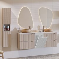 Petits-meubles - Doppelwaschtisch und Hängesäule 160cm Riva mit 4 Schubladen, Kaschmir Petits-meubles - Doppelwaschtisch und Hängesäule 160cm Riva mit 4 Schubladen, Kaschmir von PETITS-MEUBLES