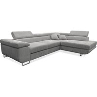 Petits-meubles - Ecksofa, gerade umwandelbar, 4-sitzig, Truhe Martin Cord Hellgrau von PETITS-MEUBLES