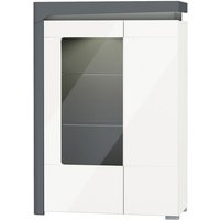 Geschirrschrank Teo mit 2 Türen, Weiß und grau, 197cm von PETITS-MEUBLES