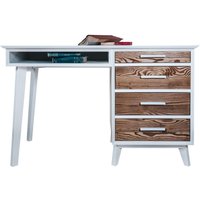 Schreibtisch Nostalgie mit 4 Schubladen, Weiß und Holzoptik, 60cm Schreibtisch Nostalgie mit 4 Schubladen, Weiß und Holzoptik, 60cm von PETITS-MEUBLES