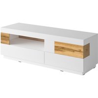 Petits-meubles - TV-Möbel Andrea mit 2 Schubladen und 1 Tür, Weiß und Holzoptik, 160cm von PETITS-MEUBLES