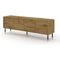 TV-Möbel Rani mit 4 Türen, Holzoptik und Schwarz, 180cm von PETITS-MEUBLES
