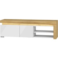 Petits-meubles - TV-Möbel Teo mit 1 Schublade und 1 Tür, Weiß und Holzoptik, 159cm Petits-meubles - TV-Möbel Teo mit 1 Schublade und 1 Tür, Weiß und Holzoptik, 159cm von PETITS-MEUBLES